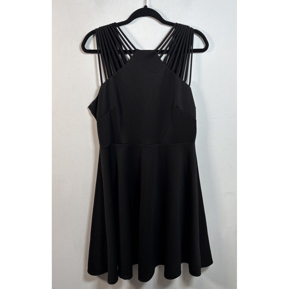 Fashion to Figure Size 1 Black Strappy Cutout Skater Mini Dress Y2K Sexy Gothic